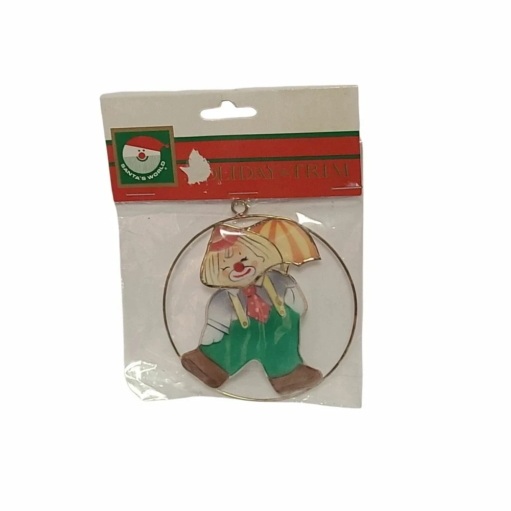 Kurt S. Adler‎ Vintage Ornament Clown Umbrella Hand Crafted Metal Holiday Trim